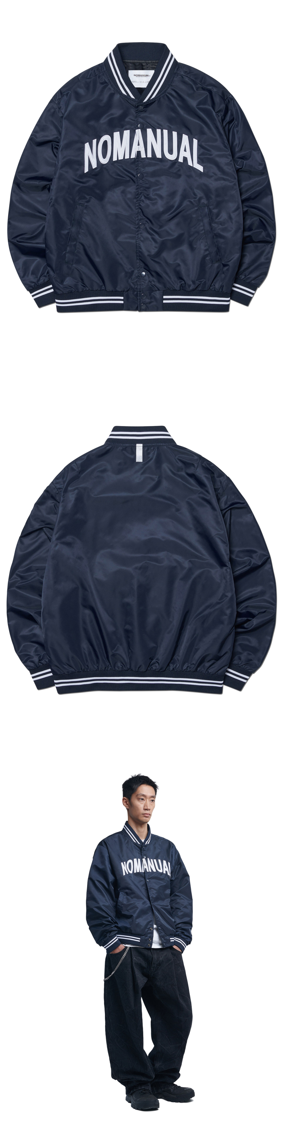 ARCH LOGO VARSITY JACKET - NAVY - nomanual