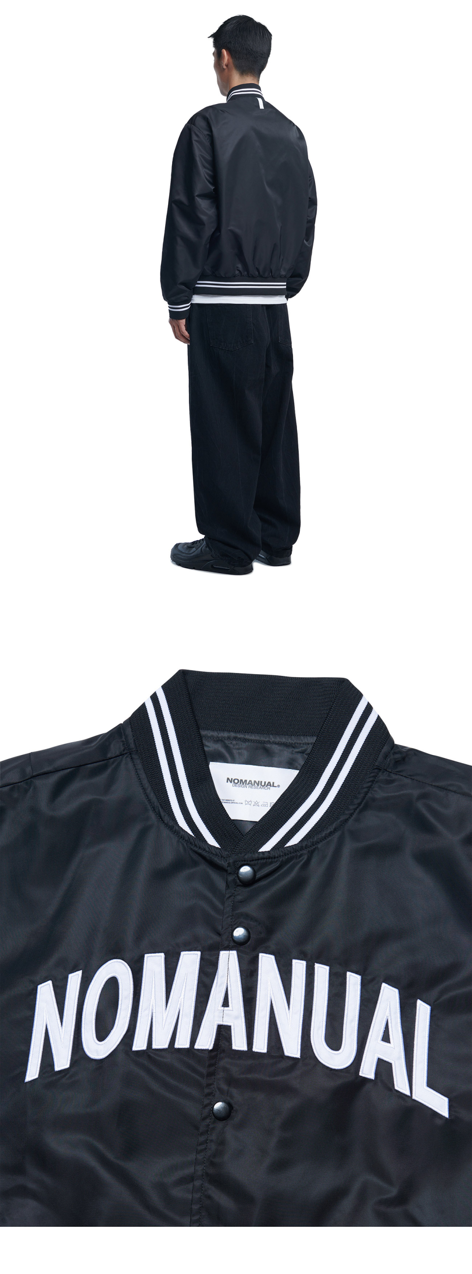 ARCH LOGO VARSITY JACKET - BLACK - nomanual