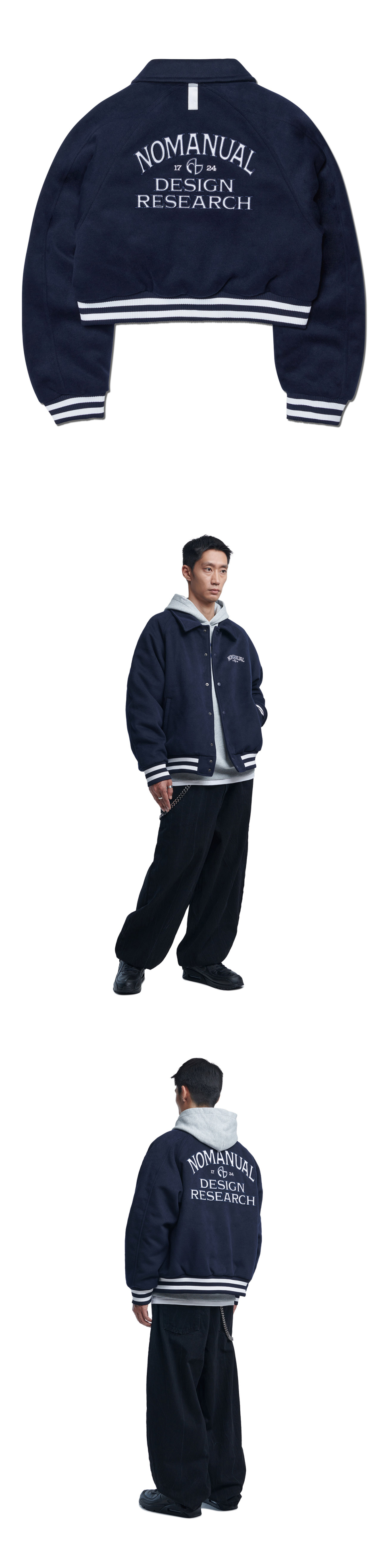 ジャケット・アウター NOMANUAL W.S VARSITY JACKET 4FT1657 W.S VARSITY JACKET - BLACK - nomanual