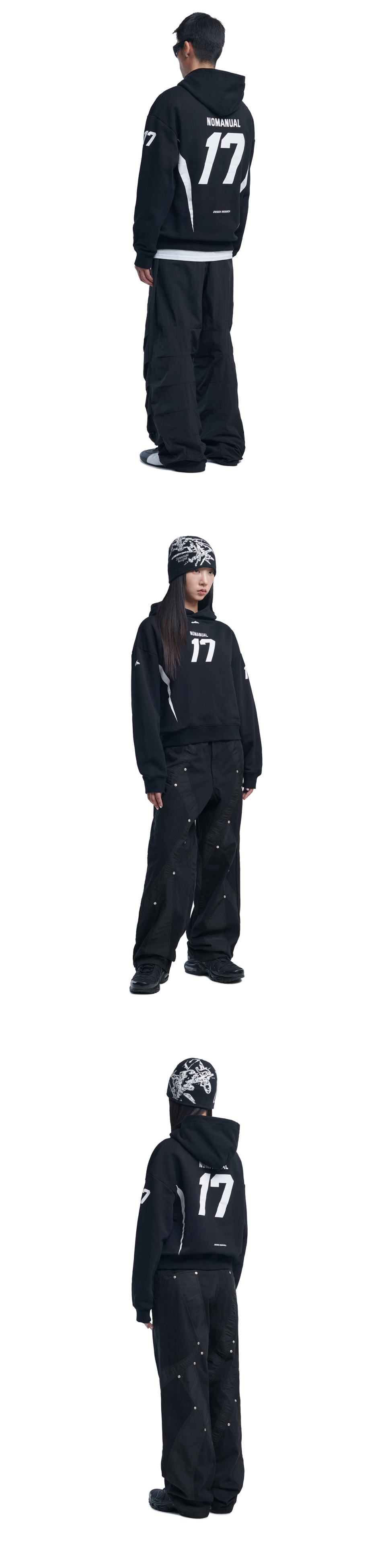 MUSINSA | NOMANUAL 17 FOOTBALL HOODIE - BLACK