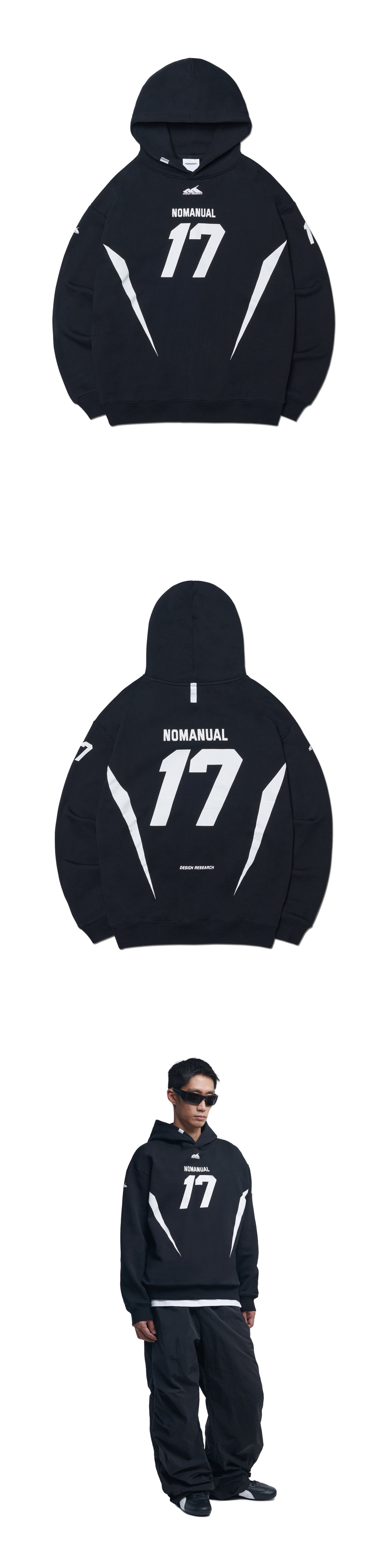 17 FOOTBALL HOODIE - BLACK - nomanual