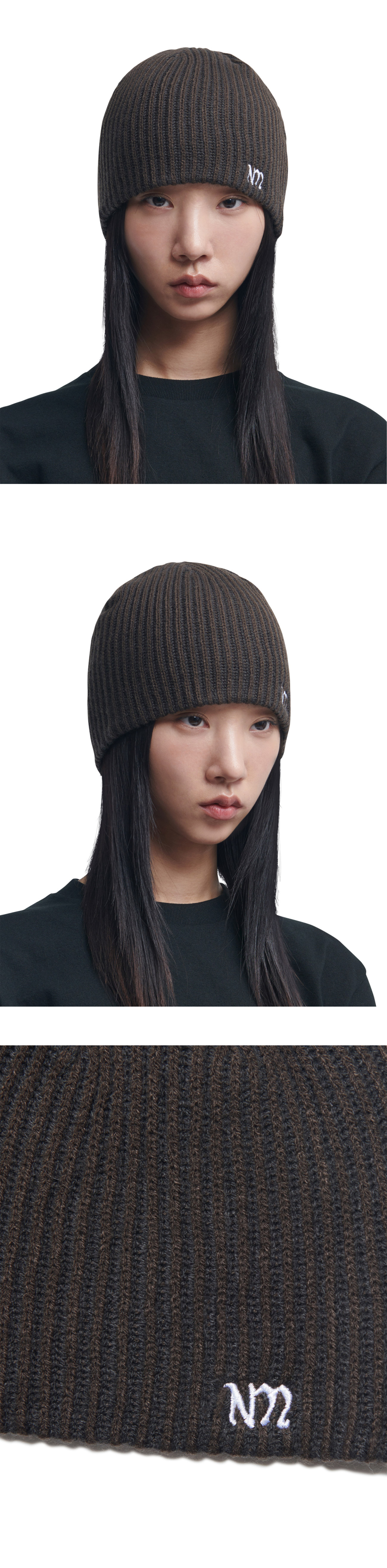 ニットキャップ・ビーニー NOMANUAL NM CAGE BEANIE BROWN NM65HG02M1BR NM CAGE BEANIE - BROWN - nomanual