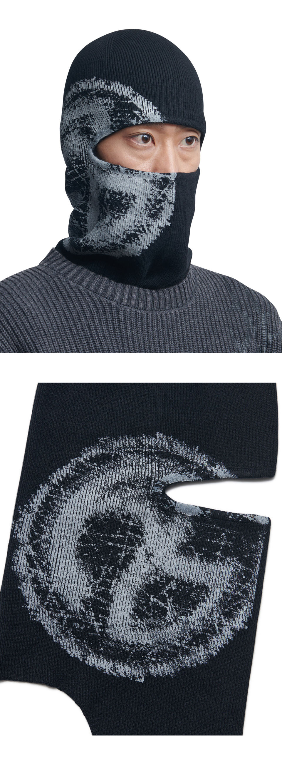 MUSINSA | NOMANUAL C.S.L WOOL KNIT BALACLAVA - BLACK