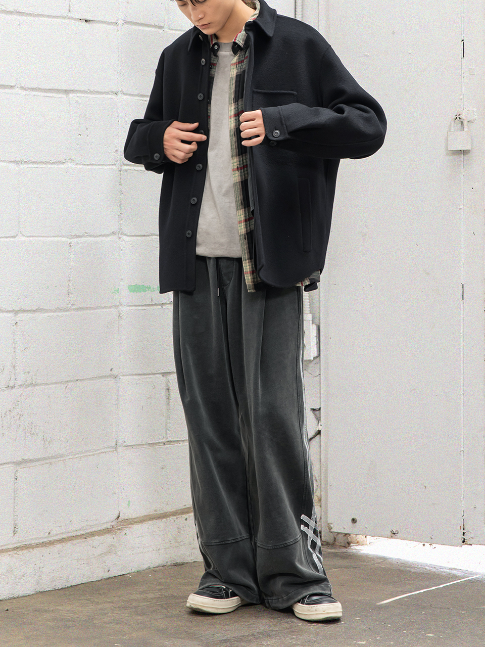 美品 LIDNM FINE WOOL MINIMAL HALF COAT LIDNM FINE WOOL MINIMAL HALF COAT（LIDNM】21AW FINE WOOL