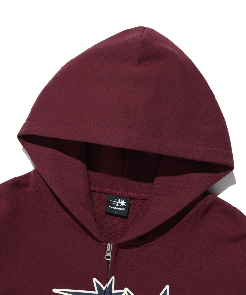 3STARS HATE HOODIE ZIP UP_BURGUNDY(NG2EFUM481A)