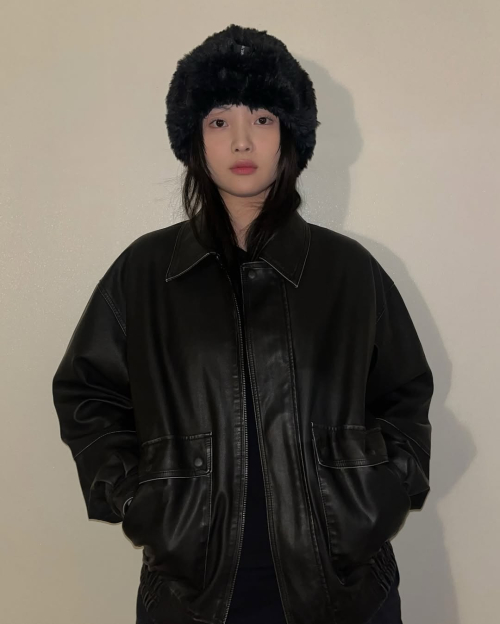 WASHED FAUX LEATHER BLOUSON BLACK(MG2EFMB940A)