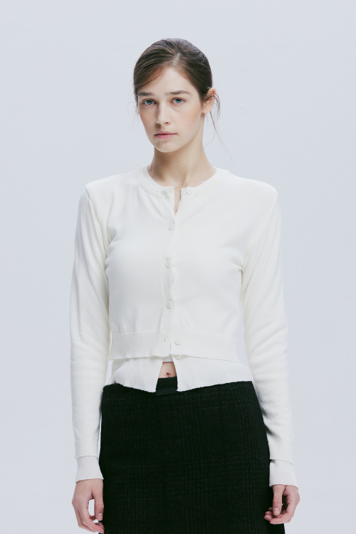 DOUBLE LAYERED KNIT CARDIGAN (IVORY)