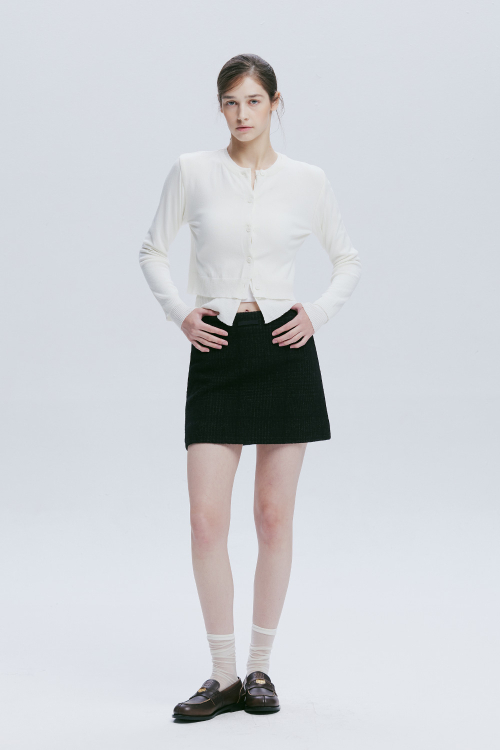 DOUBLE LAYERED KNIT CARDIGAN (IVORY)