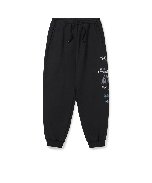 [спортивныйбольшой X] графический с резинкой внизу брюки (S24FMFFP36) Black