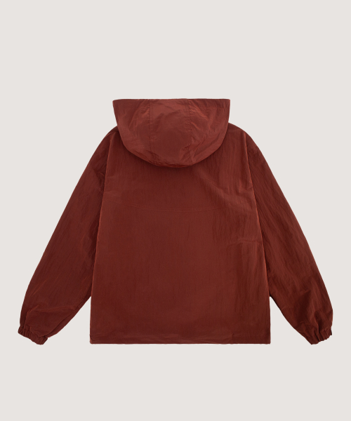 Nylon String Hood Windbreaker Jacket (Burgundy)