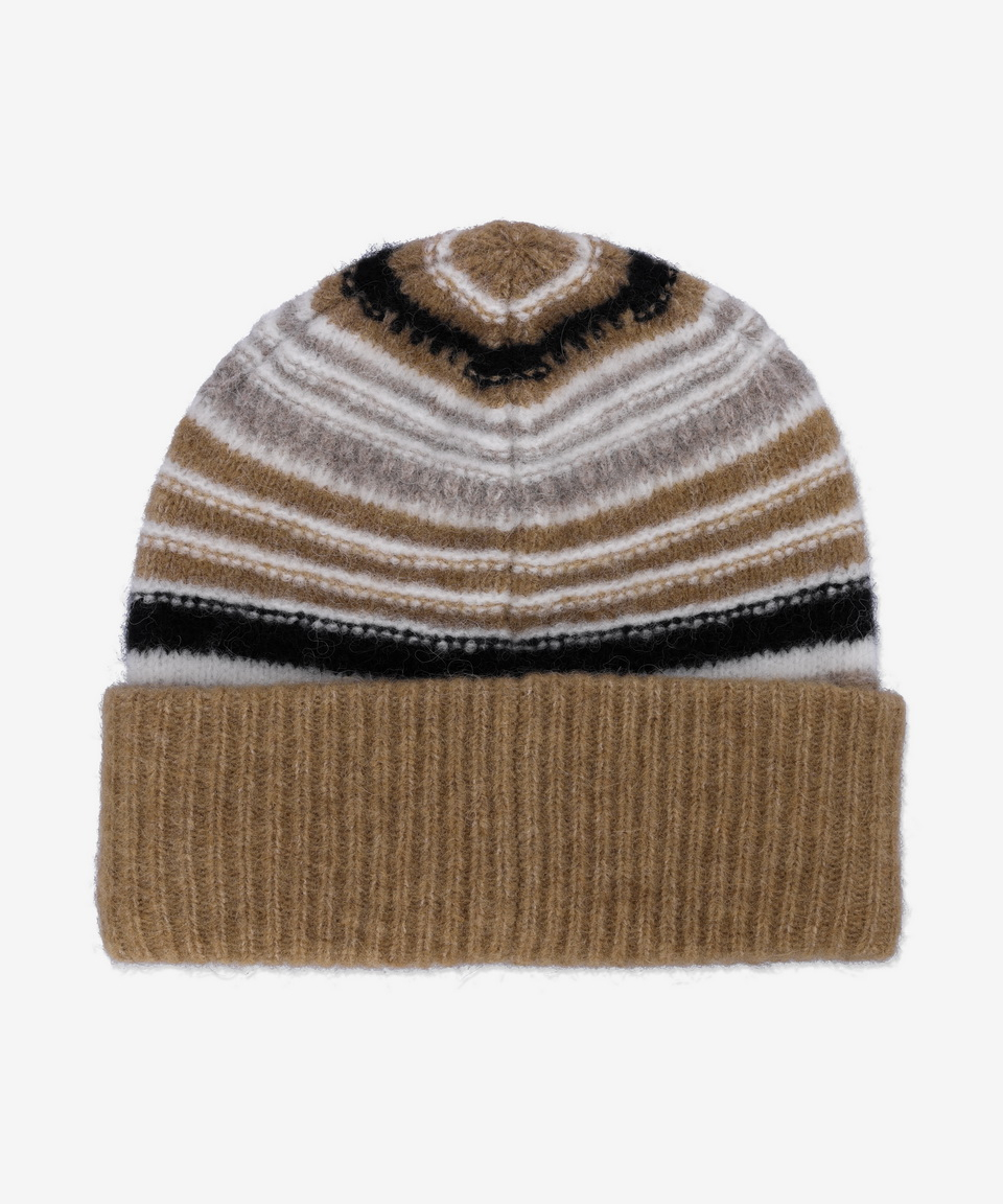 GANNI｜BEANIES (STRIPED SOFT WOOL BEANIE (A5982 177)) MUSINSA | GANNI Striped Soft Wool Beanie - Tiger's Eye