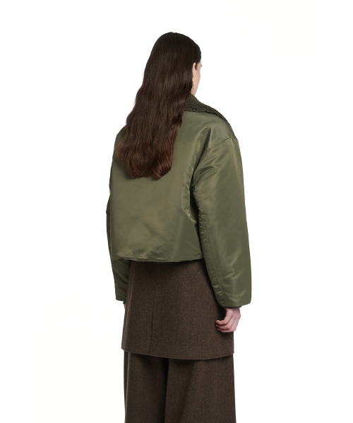 Shearling Biker Jacket_Khaki