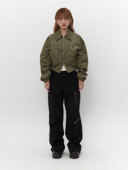 RUFFLE BOMBER JACKET [KHAKI]