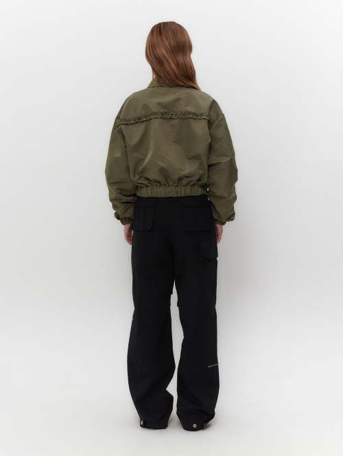RUFFLE BOMBER JACKET [KHAKI]