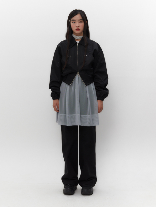 RUFFLE BOMBER JACKET [BLACK]
