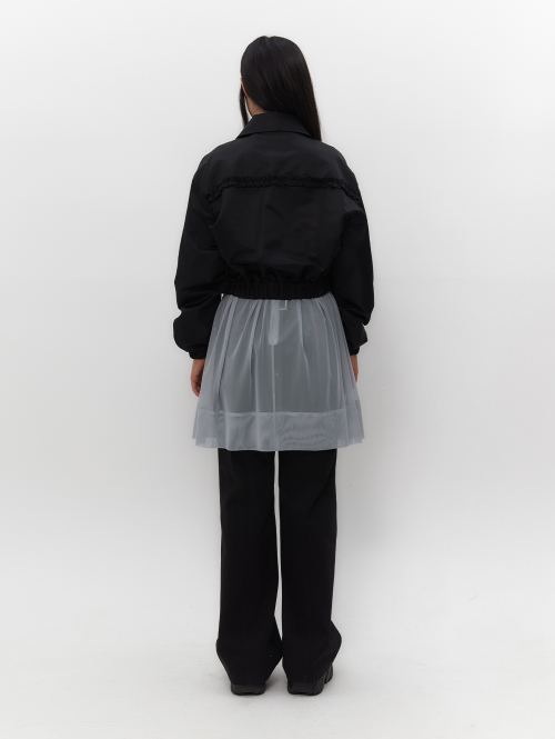 RUFFLE BOMBER JACKET [BLACK]