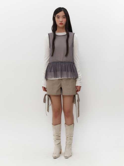 FRILL LAYERED VEST [GREY]