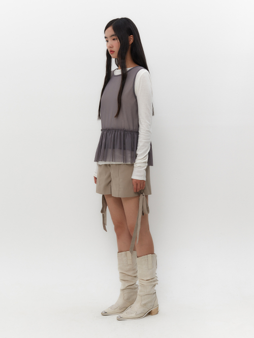 FRILL LAYERED VEST [GREY]