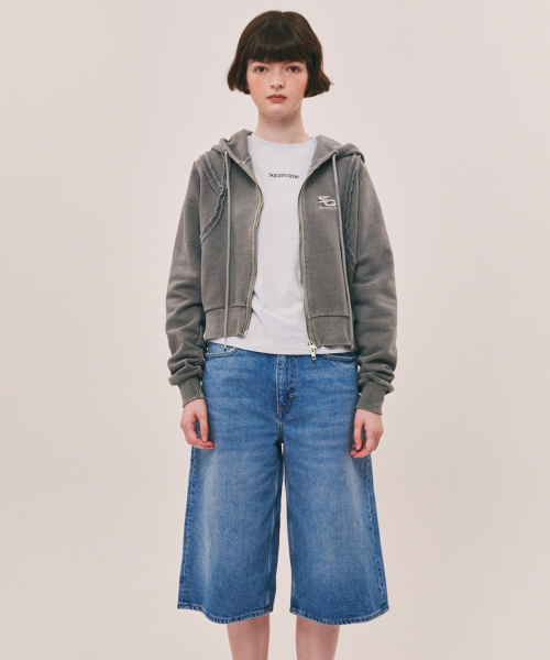 Line Cut Off 2way Hood Zip-up - 3color