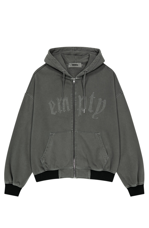 PATCH WASHING HOODIE ZIP [KHAKI]