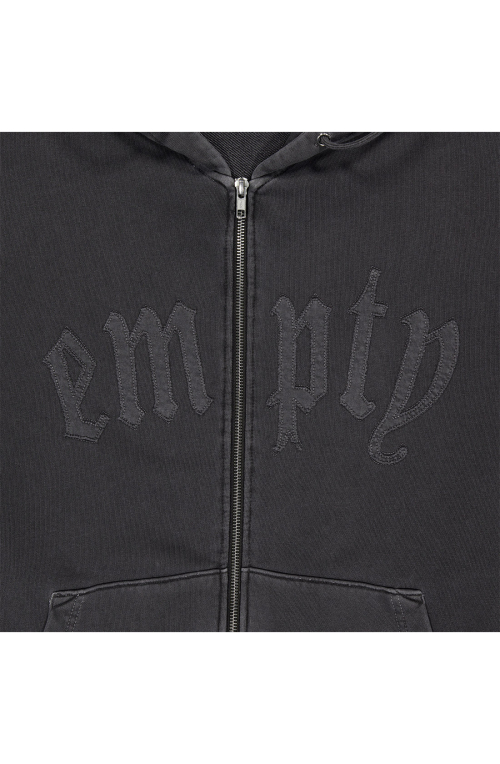 PATCH WASHING HOODIE ZIP [BLACK]