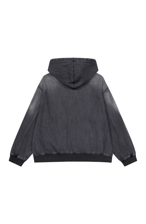 OVERSIZED DENIM HOOD ZIP [DARK GREY]