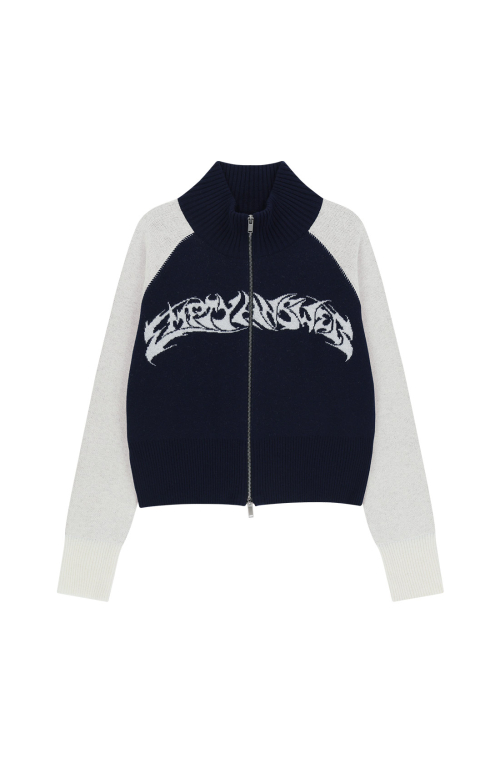 GRAPHIC ZIP CARDIGAN [NAVY]