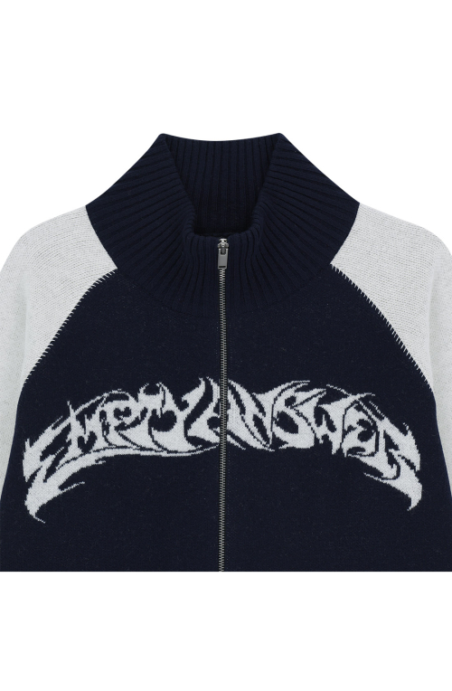 GRAPHIC ZIP CARDIGAN [NAVY]