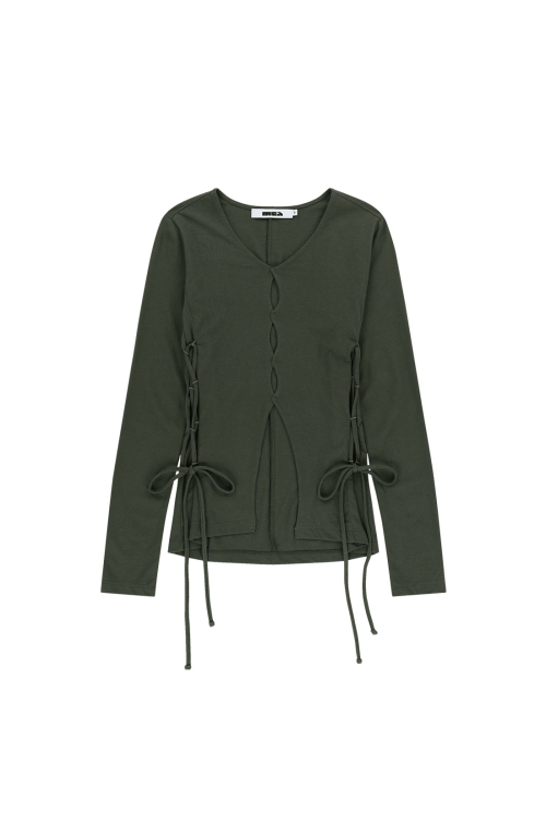 RAW EDGE SLIM TOP [KHAKI]