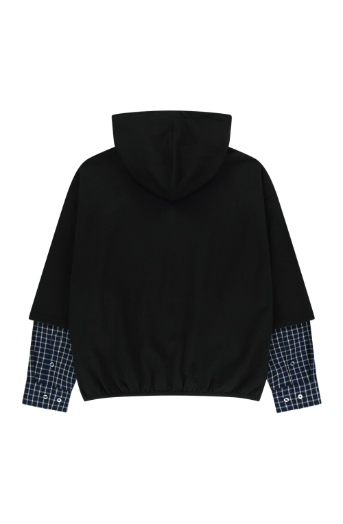 CHECK MIX HOODIE [BLACK]