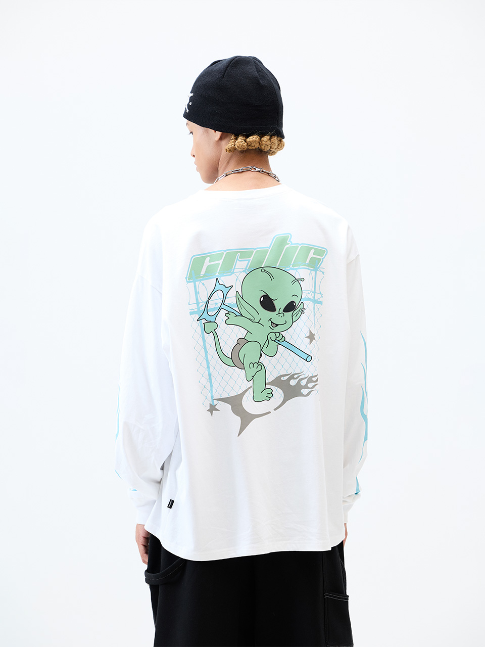 MUSINSA | CRITIC CRITIC DEVILMAN LONG SLEEVE T-SHIRT WHITE