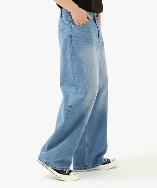 WASHED PORI MID BLUE LOOSE WIDE