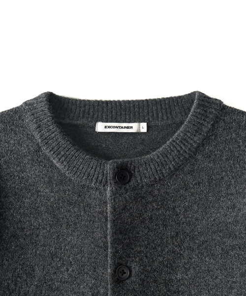 минималистичный пуговица круглыйворотник укороченный кардиган (CHARCOAL)