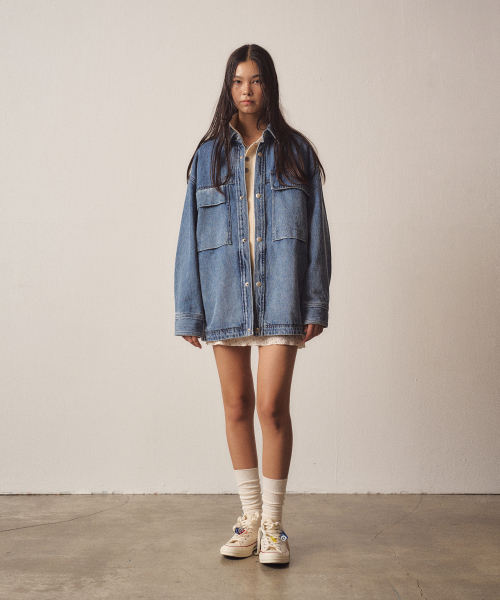 W Hidden Blue Denim Shirket