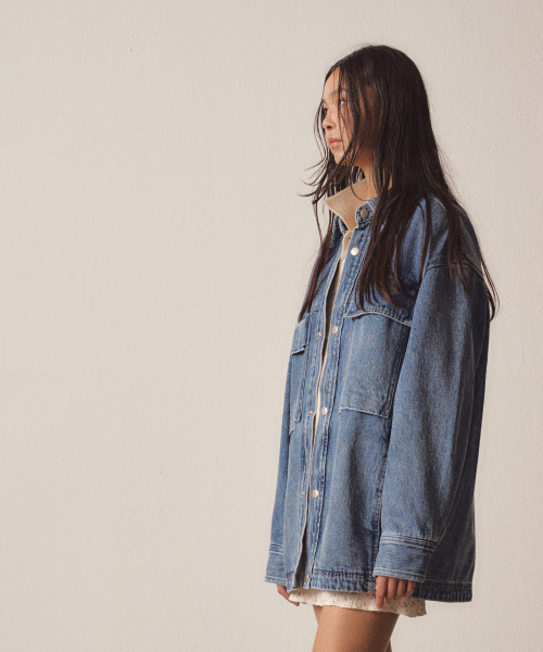 W Hidden Blue Denim Shirket