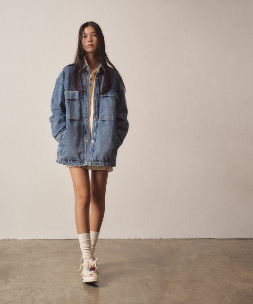 W Hidden Blue Denim Shirket