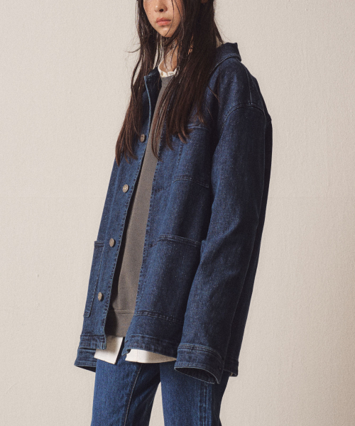 W Out Pocket Denim Indigo Jacket
