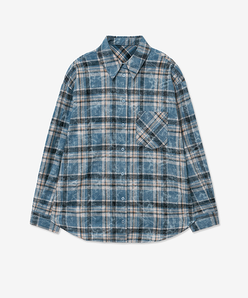 VINTAGE TARTAN CHECK POCKET SHIRT_BLUE