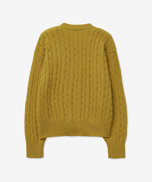 CABLE POINT BUTTON KNIT CARDIGAN_YELLOW