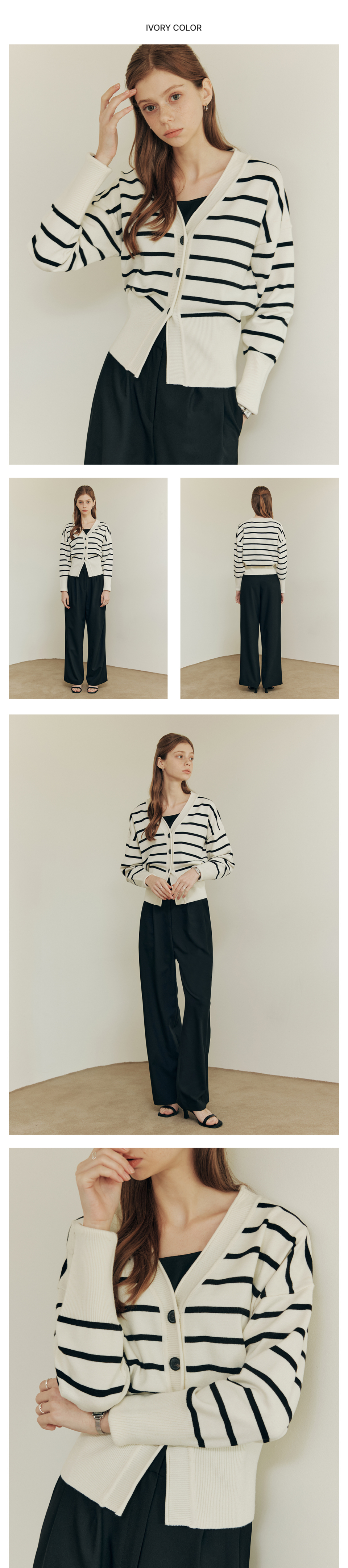 MUSINSA | ZERO STREET [2 colors] Volume stripe knit cardigan