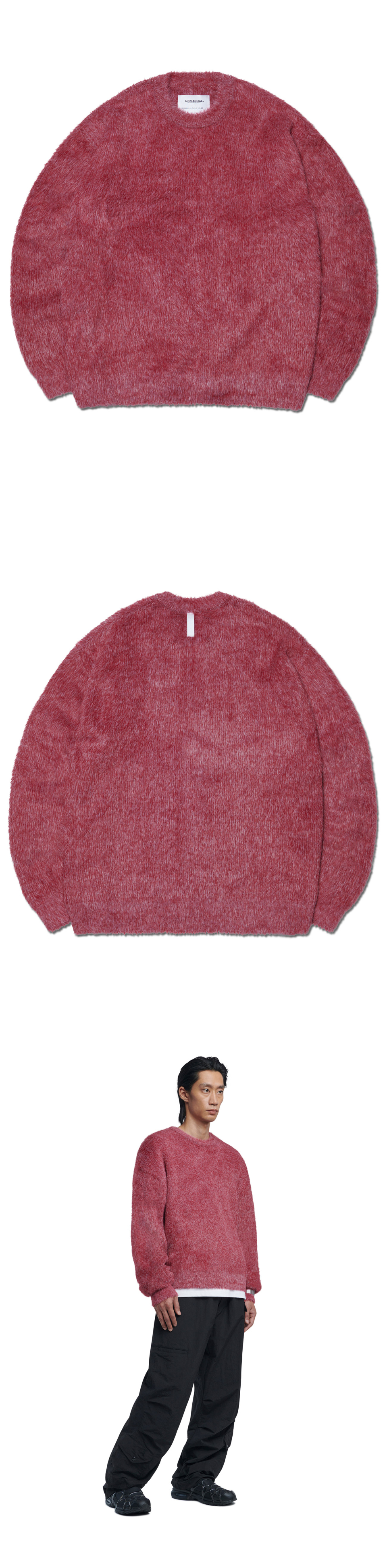 CROPPED HAIRY KNIT - WINE - nomanual