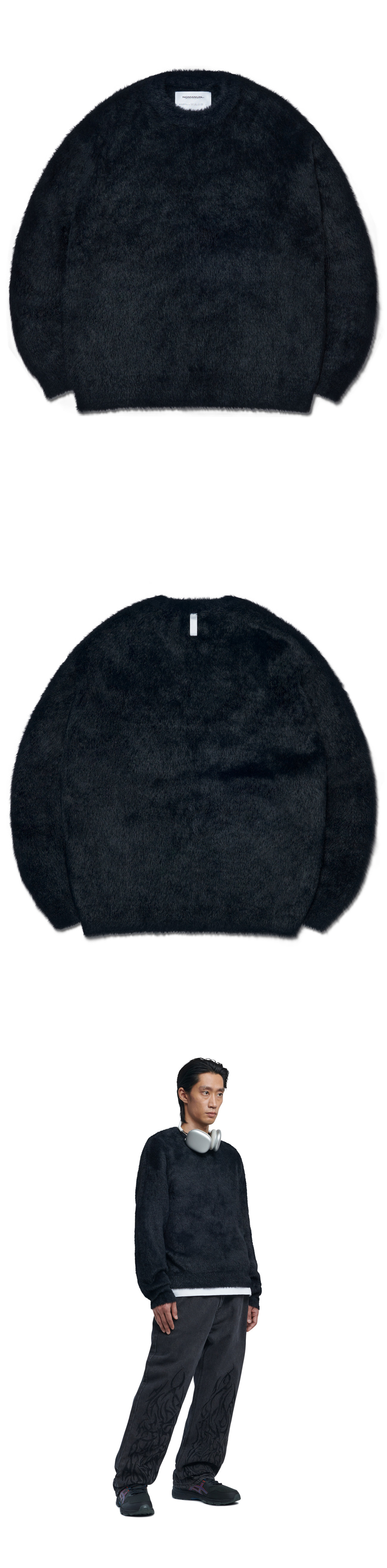 ★送料・関税込★NOMANUAL★CROPPED HAIRY KNIT★ CROPPED HAIRY KNIT - BLACK - nomanual