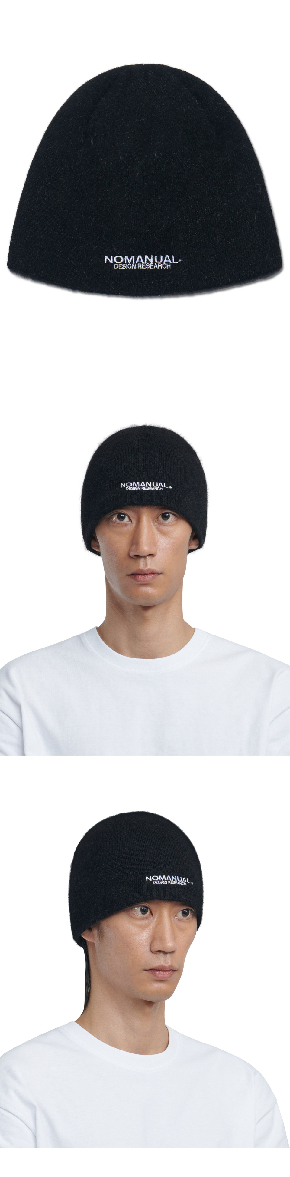MUSINSA | NOMANUAL NM HAIRY BEANIE - BLACK