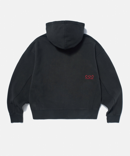 DTO Applique Pigment Zip Hoodie (CHARCOAL GREY)