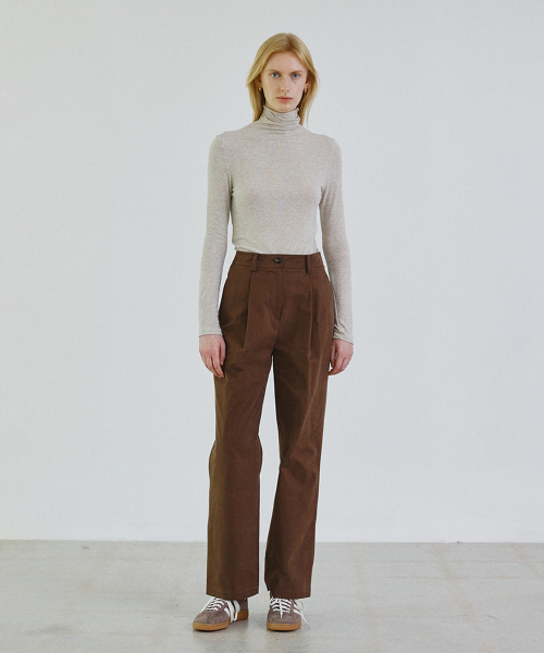 Прямые хлопковые брюки Washed tuck (коричневый)