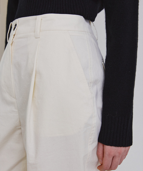 Прямые хлопковые брюки Washed tuck (кремовый)