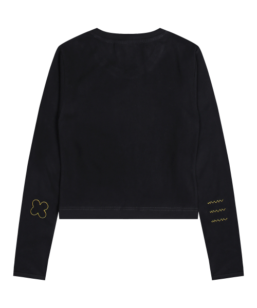 Лонгслив с аппликацией бабочки WXT023 (BLACK)