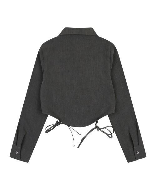 Укороченная рубашка Miu на завязках Charcoal