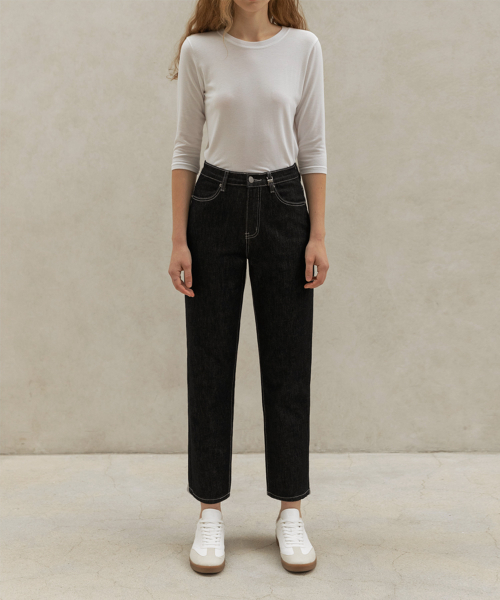 ESSENTIAL NON-FADED SELVEDGE DENIM BAGGY PANTS_NHPT4100 (чёрный)