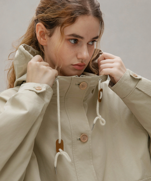 HOOD HALF TRENCH COAT_NHCT4104 (light beige)